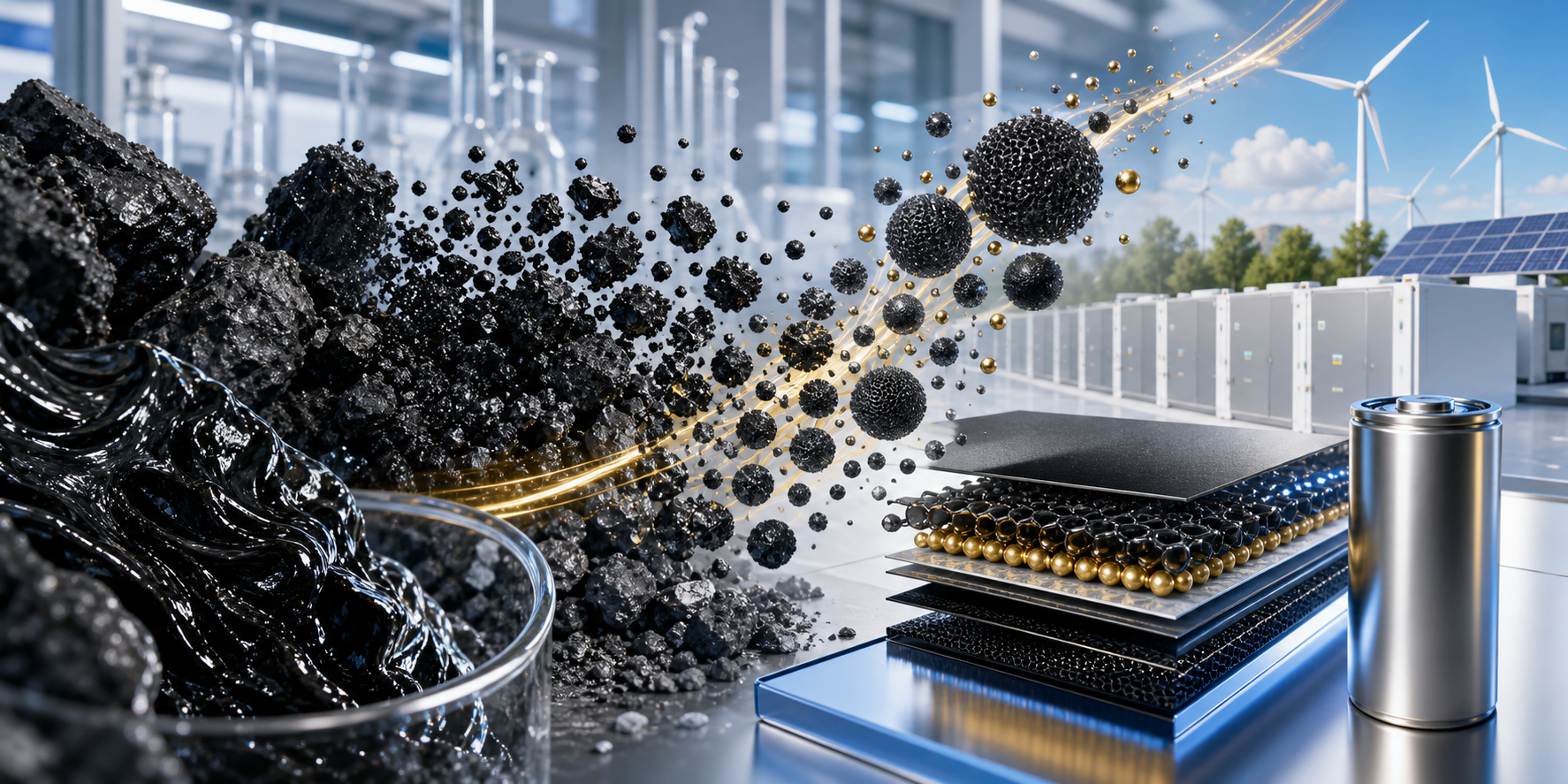 Carbon-rich material transforming into advanced battery materials